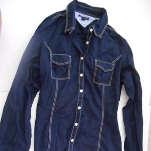 Womens Tommy Hilfiger Navy Cotton Blouse Size M